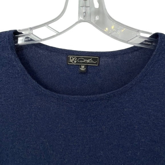 DG2 by Diane Gilman Navy Blue Blouson Chiffon Sleeve Peplum Blouse - Sz M - Picture 5 of 15